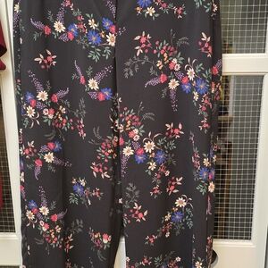Vince Camuto Black Floral Wide Leg Pants